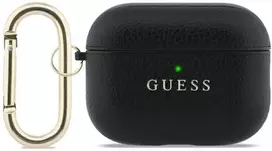 „Guess Grained Classic Logo“ dėklas, skirtas „AirPods Pro 3“ ausinėms - juodas