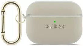 „Guess Grained Classic Logo Hook“ dėklas, skirtas „AirPods Pro 3“ ausinėms - auksinis