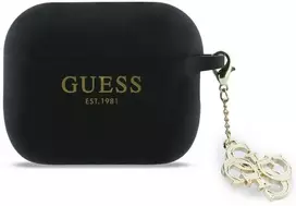 Guess 4G Charm Silicone dėklas skirtas Apple AirPods Pro 3 juodos spalvos