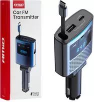 Automobilinis FM siųstuvas, 1×USB-A 1×USB-C 12V 24V AMIO-04656