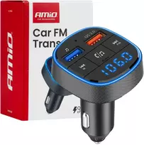 Automobilinis FM siųstuvas, 2×USB-A 12V 24V AMIO-04648
