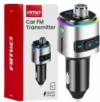 Automobilinis FM siųstuvas, 2×USB-A Micro SD 12V 24V AMIO-04654