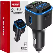 Automobilinis FM siųstuvas, 1×USB-A 2×USB-C 12V 24V AMIO-04651