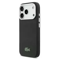 Lacoste Iconic Petit Pique Metal Logo MagSafe dėklas skirtas Apple iPhone 17 Pro juodos spalvos
