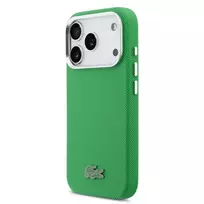 Lacoste Iconic Petit Pique Metal Logo MagSafe dėklas skirtas Apple iPhone 17 Pro žalios spalvos