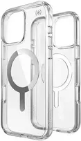 Speck Presidio Perfect-Clear MagSafe – dėklas, skirtas iPhone 16 Pro Max (skaidrus / chromo apdaila / ramus sidabras)