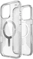 Speck Presidio Perfect-Clear Grip MagSafe – dėklas, skirtas iPhone 16 Pro Max (skaidrus / chromo apdaila / ramus sidabras)