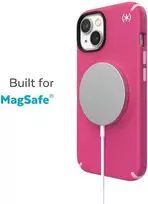 Speck Presidio2 Pro + MagSafe – iPhone 15 Plus / 14 Plus dėklas su MICROBAN danga (skaitmeninė rožinė / žydi / balta)