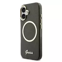 Guess IML Glitter Script Strap MagSafe dėklas skirtas iPhone 17 Juodas