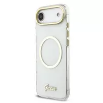 Guess IML Glitter Script Strap MagSafe dėklas skirtas iPhone Air Transparent