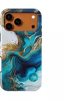 Voltuna Dėklas „Baltas Gold Ocean Veins“ su MagSafe Apple iPhone 13-17 modeliams