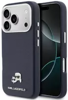 Karl Lagerfeld dėklas, skirtas IPHONE 17 Pro, suderinamas su MagSafe KLHMP17L6PFKCLB (PU FW W/ K&C Head Pin) mėlynas