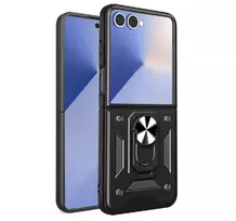 Slide Camera Armor dėklas skirtas Samsung Galaxy Z Flip 7 Juodas