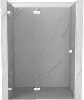 Dušo durys Mexen Lunar, kairinės, 135 cm, transparent/baltas