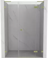 Dušo durys Mexen Lunar L, dešinė, 130 cm, transparent/brushed auksinis
