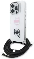 Karl Lagerfeld IML per petį nešiojamas Karl&Choupette dėklas iPhone 16 Pro telefonui - Baltas
