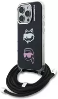 Karl Lagerfeld IML per petį nešiojamas Karl&Choupette dėklas iPhone 16 Pro Max telefonui - Juodas