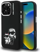 „Karl Lagerfeld“ silikoninis „Karl&Choupette Sketch MagSafe“ dėklas, skirtas „iPhone 16 Pro Max“ - Juodas