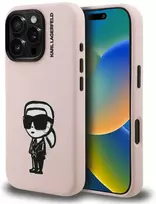 Dėklas Karl Lagerfeld Silicone Karl Sketch MagSafe Case for iPhone 16 Pro - Rožinė
