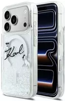 „Karl Lagerfeld“ skysto blizgučio „Karl Script“ logotipo „MagSafe“ dėklas, skirtas „iPhone 17 Pro“ – skaidrus