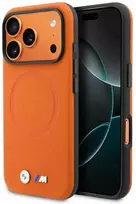 Dėklas BMW case for IPHONE 17 Pro compatible with MagSafe BMHMP17L25PFWSMO (PU FW Metal Logo) oranžinis