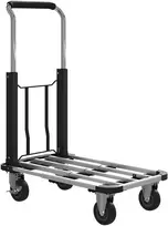 HOMCOM Sulankstomas rankinis vežimėlis, 150 kg keliamoji galia, praplečiama platforma, reguliuojamo aukščio rankena, dėžėms, metalas, juodas