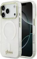 Dėklas Guess IML Shell Script Metal MagSafe Case for iPhone 17 Pro Max - Baltas
