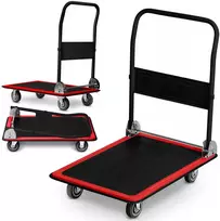 HM-506 juodos ir raudonos spalvos platforminis transportavimo vežimėlis