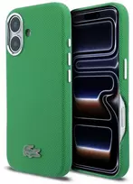 Lacoste PVC Iconic Petit Pique Metal Logo MagSafe dėklas skirtas iPhone 16 Estragon žalios spalvos