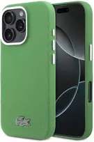 Lacoste PVC Iconic Petit Pique Metal Logo MagSafe dėklas skirtas Apple iPhone 16 Pro Estragon Žalias