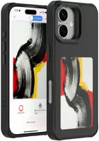 „4smarts E-Ink“ dėklas su NFC Qi2 ekranu, skirtas „iPhone 17“, juodas