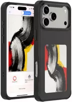 „4smarts E-Ink“ dėklas su NFC Qi2 ekranu, skirtas „iPhone 17 Pro Max“, juodas
