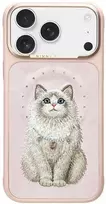 „Nimmy Lucky Fashion Cat“ „MagSafe“ dėklas, skirtas „iPhone 17 Pro Max“ – rožinis