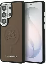 Karl Lagerfeld 412 vnt. įspaustų žiedo inicialų „MagSafe“ dėklas, skirtas „Samsung Galaxy S26 Ultra“, rudas