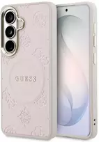 Guess „Saffiano Peony“ reljefinio žiedo formos „MagSafe“ dėklas, skirtas „Samsung Galaxy S26+“, rožinis