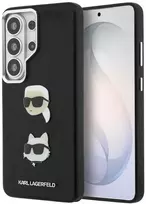 Karl Lagerfeld „Saffiano“ dvigubų galvučių metalinis dėklas, skirtas „Samsung Galaxy S26 Ultra“, juodas
