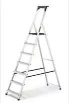 Buitinės kopėčios DRABEST ALD7 PRO 150 kg, vienpusės su lentyna, 7 pakopų (DR-AL-D7-PRO-Ż+CZ+P )