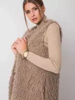 Tamsiai smėlio spalvos kailinė liemenė