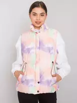 Oranžinės ir violetinės spalvos liemenė be gobtuvo