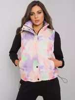 Oranžinė ir violetinė liemenė be gobtuvo