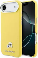 Karl Lagerfeld PU Karl and Choupette Heads Pins MagSafe dėklas skirtas Apple iPhone Air Geltona