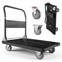 Sulankstomas platforminis vežimėlis su pasukamais ratukais, 453.59 kg keliamoji galia, 895 x 595 x 850 mm, rankinis krovinių transportavimo vežimėlis prekėms