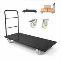 Sunkiojo svorio platforminis plieno vežimėlis su pasukamais ratukais ir rankena, pramoninis rankinis vežimėlis kroviniams ir bagažui, 1525 x 700 x 1090 mm, krovinių gabenimo įranga