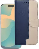 OEM atverčiamas dėklas, skirtas iPhone 17 PRO / 18 PRO, „Split Book“, tamsiai mėlynas ir kreminis