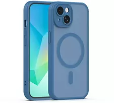 Telforceone Tamsiai mėlynas „Mag Matt“ dėklas, skirtas „iPhone 15 6,1“ telefonui, apsaugantis kamerą.