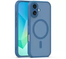 Telforceone Tamsiai mėlynas „Mag Matt“ dėklas, skirtas „iPhone 16 6,1“ telefonui, apsaugantis kamerą.