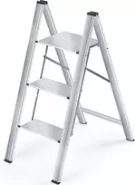KINGRACK aliuminio trijų pakopų sulankstoma kopėčių laipteliai, 150 kg, 89 cm, sidabrinė