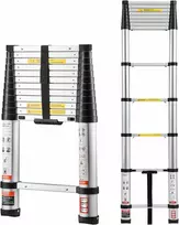VEVOR teleskopinė sulankstoma aliuminio kopėčių drabina 3,8 m, 150 kg, One-Touch, MF-TLA380