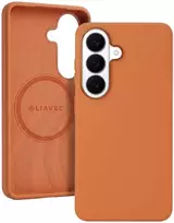 Liavec Silky dėklas su Metal Camera Frame for Samsung Galaxy S26 Plus oranžinės spalvos