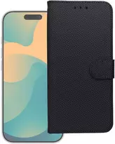 Dėklas Oem Flip case for iPhone 17 PRO MAX 4Card RFID anti-theft tech fabric juodas